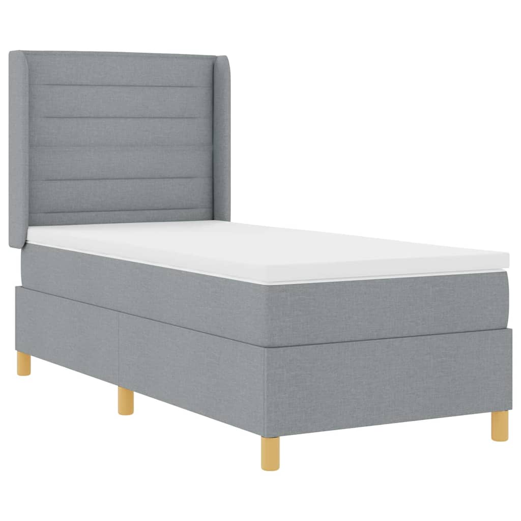 Boxspringbed met hoofdeinde Lichtgrijs 80 x 200 cm Stof is nu te koop bij PeponiXL, paradijselijk wonen!