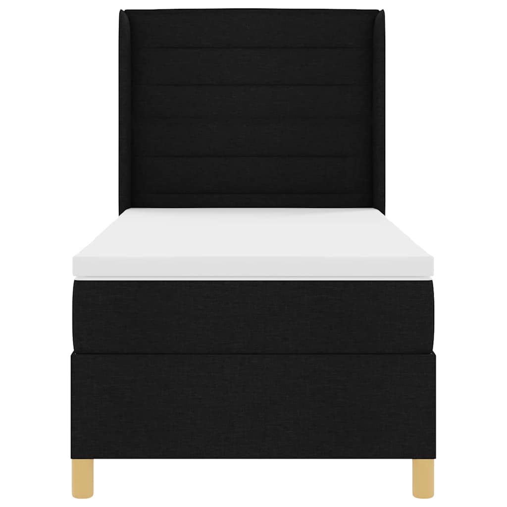 Boxspringbed met LED-stripverlichting Zwart 80 x 200 cm Stof is nu te koop bij PeponiXL, paradijselijk wonen!