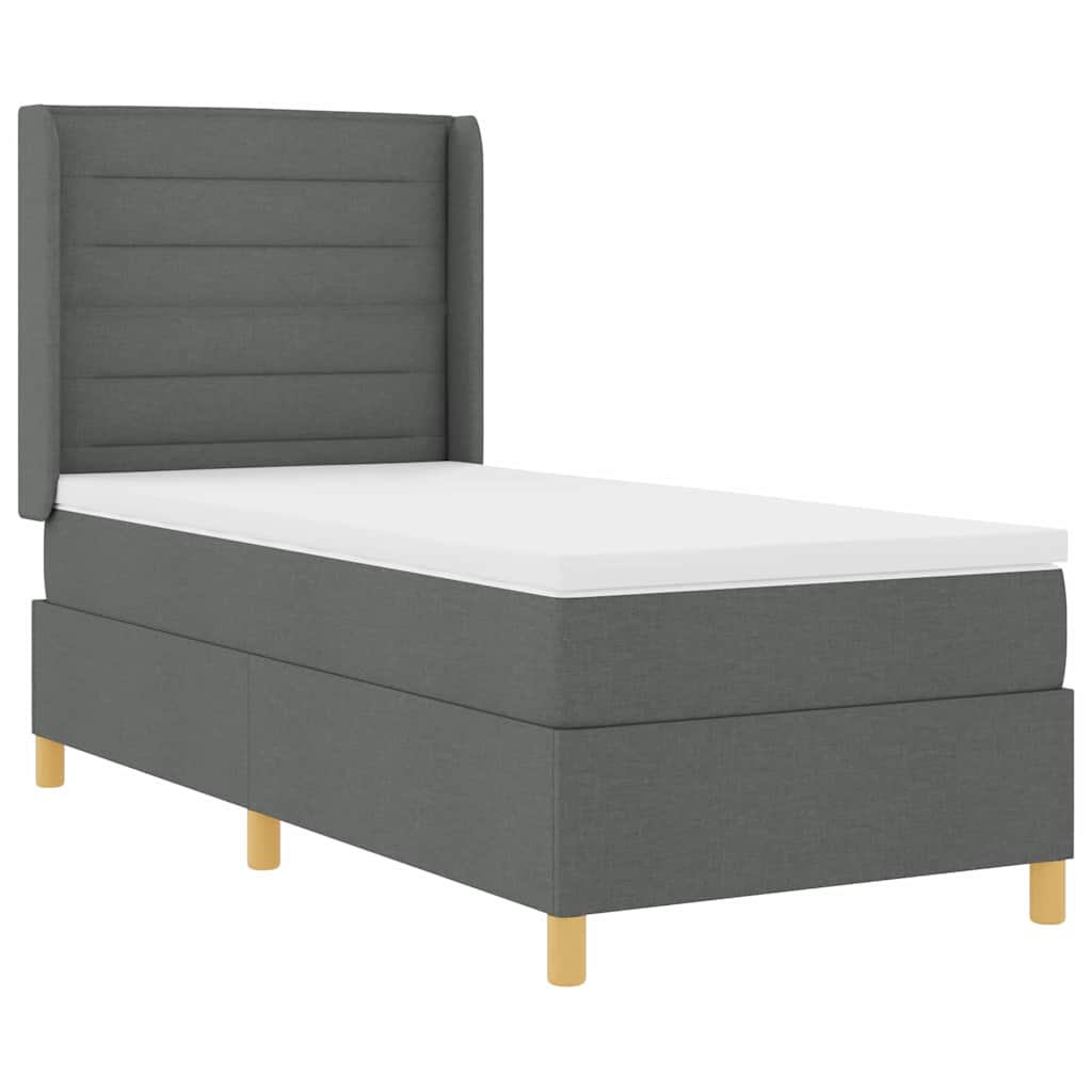 Boxspringbed met LED-stripverlichting Grijs 90 x 190 cm Stof is nu te koop bij PeponiXL, paradijselijk wonen!