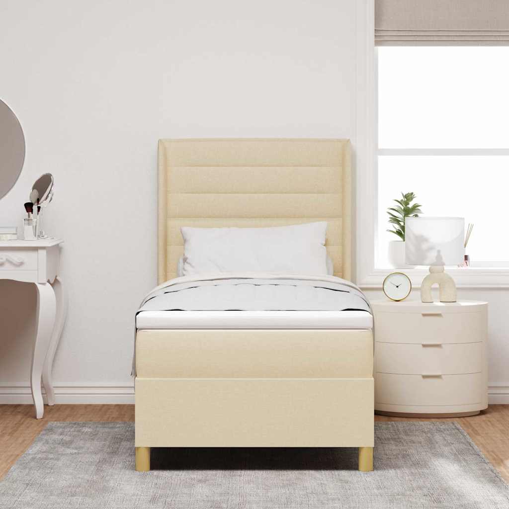 Boxspringbed met LED-stripverlichting Crème 90 x 190 cm Stof is nu te koop bij PeponiXL, paradijselijk wonen!