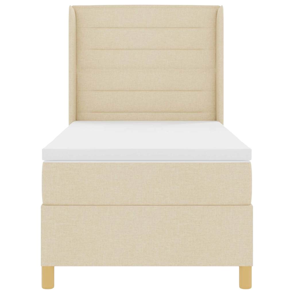 Boxspringbed met LED-stripverlichting Crème 90 x 190 cm Stof is nu te koop bij PeponiXL, paradijselijk wonen!