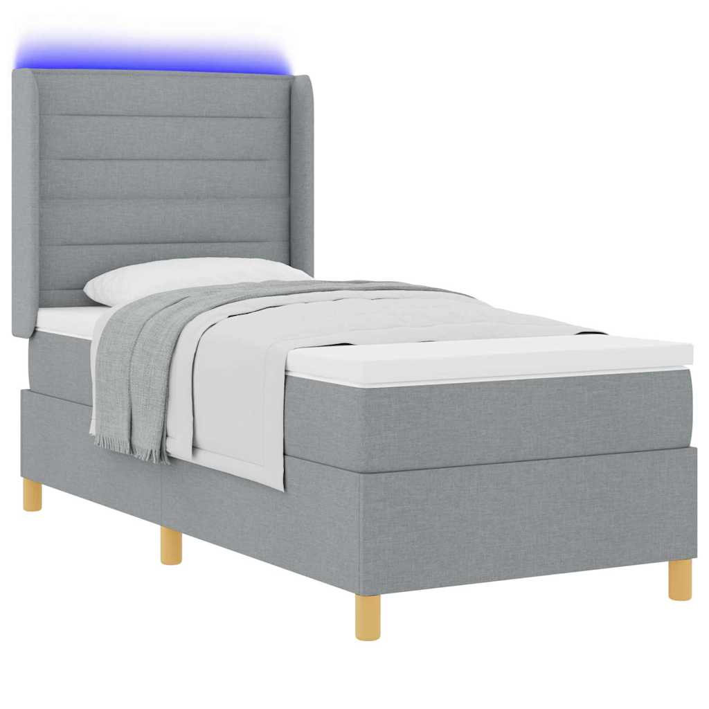 Boxspringbed met hoofdeinde Lichtgrijs 90 x 200 cm Stof is nu te koop bij PeponiXL, paradijselijk wonen!