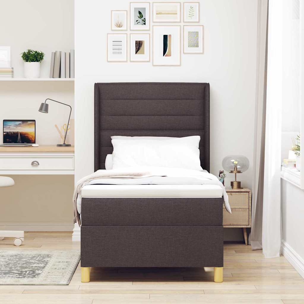 Boxspringbed met LED-stripverlichting Bruin 90 x 200 cm Stof is nu te koop bij PeponiXL, paradijselijk wonen!