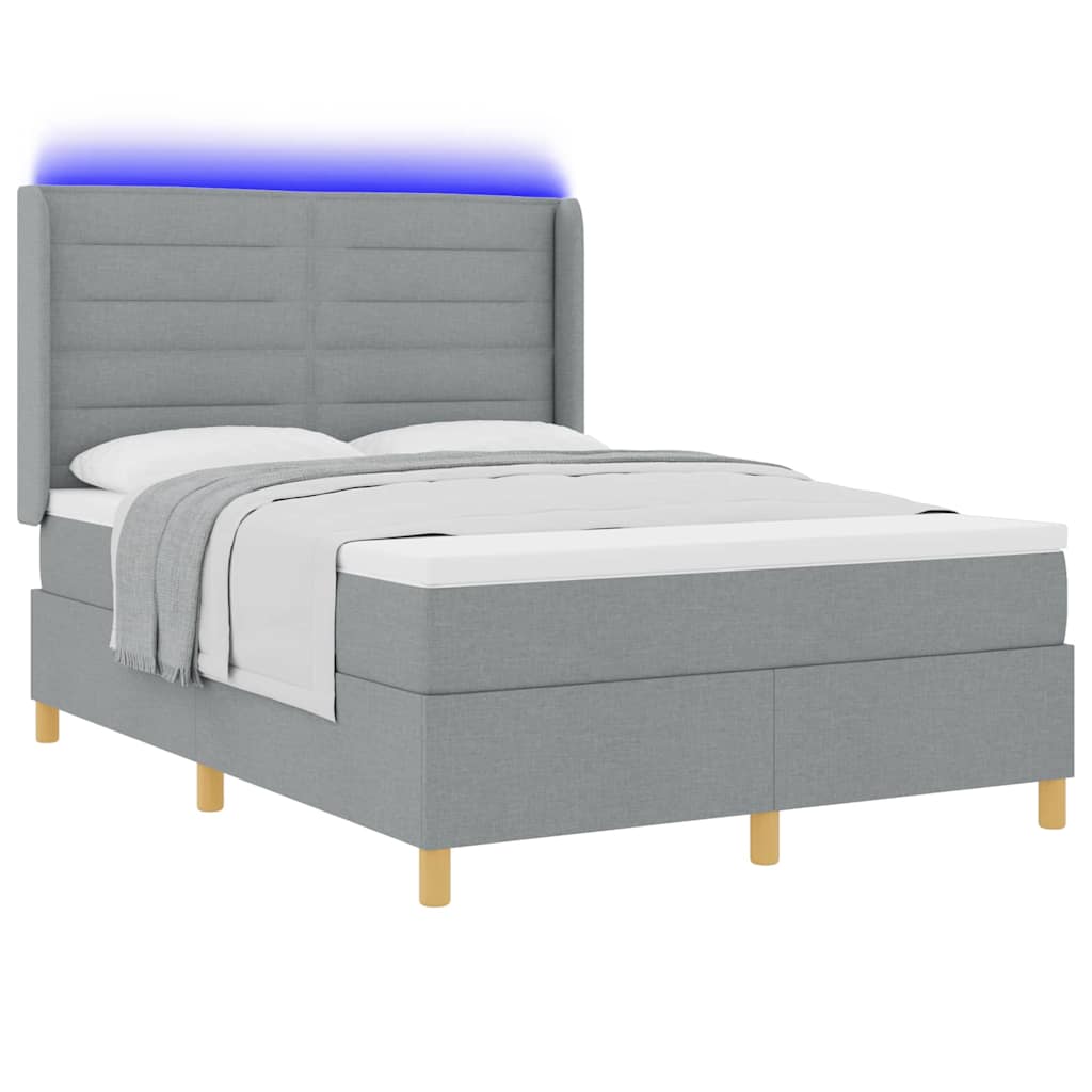 Boxspringbed met hoofdeinde Lichtgrijs 140 x 190 cm Stof is nu te koop bij PeponiXL, paradijselijk wonen!
