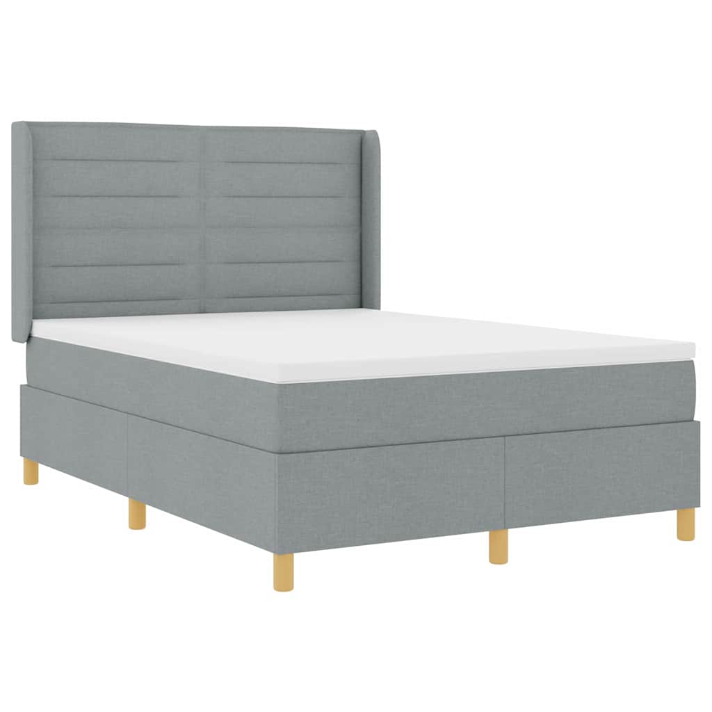 Boxspringbed met hoofdeinde Lichtgrijs 140 x 200 cm Stof is nu te koop bij PeponiXL, paradijselijk wonen!
