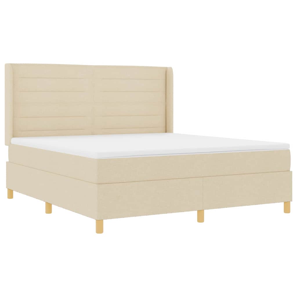 Boxspringbed met LED-stripverlichting Crème 180 x 200 cm Stof is nu te koop bij PeponiXL, paradijselijk wonen!