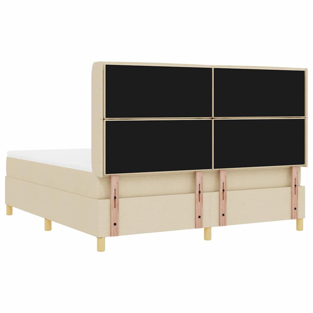 Boxspringbed met LED-stripverlichting Crème 180 x 200 cm Stof is nu te koop bij PeponiXL, paradijselijk wonen!