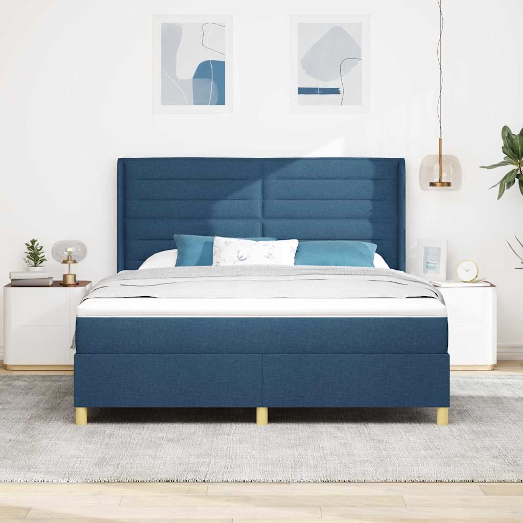 Boxspringbed met LED-stripverlichting Blauw 180 x 200 cm Stof is nu te koop bij PeponiXL, paradijselijk wonen!