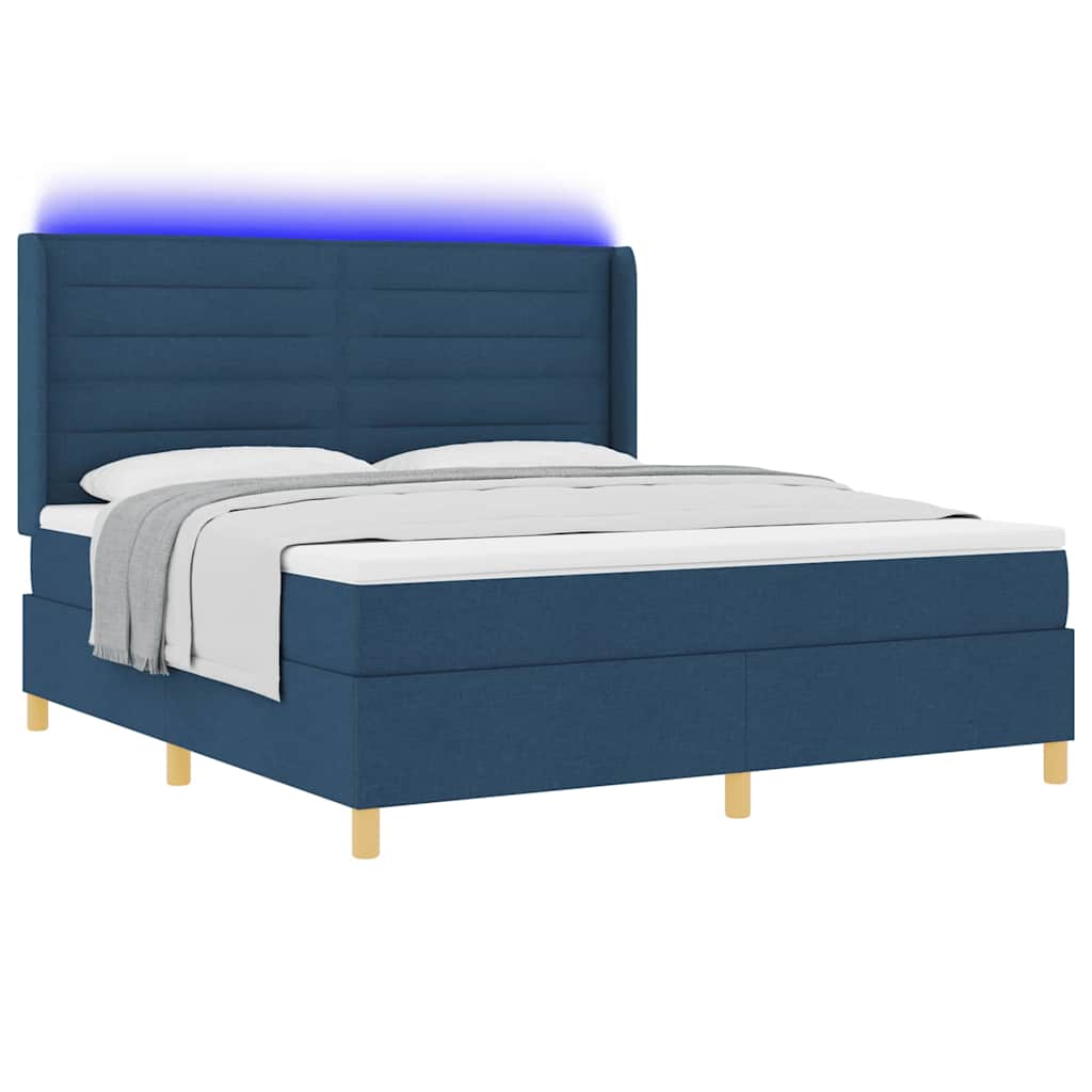 Boxspringbed met LED-stripverlichting Blauw 180 x 200 cm Stof is nu te koop bij PeponiXL, paradijselijk wonen!