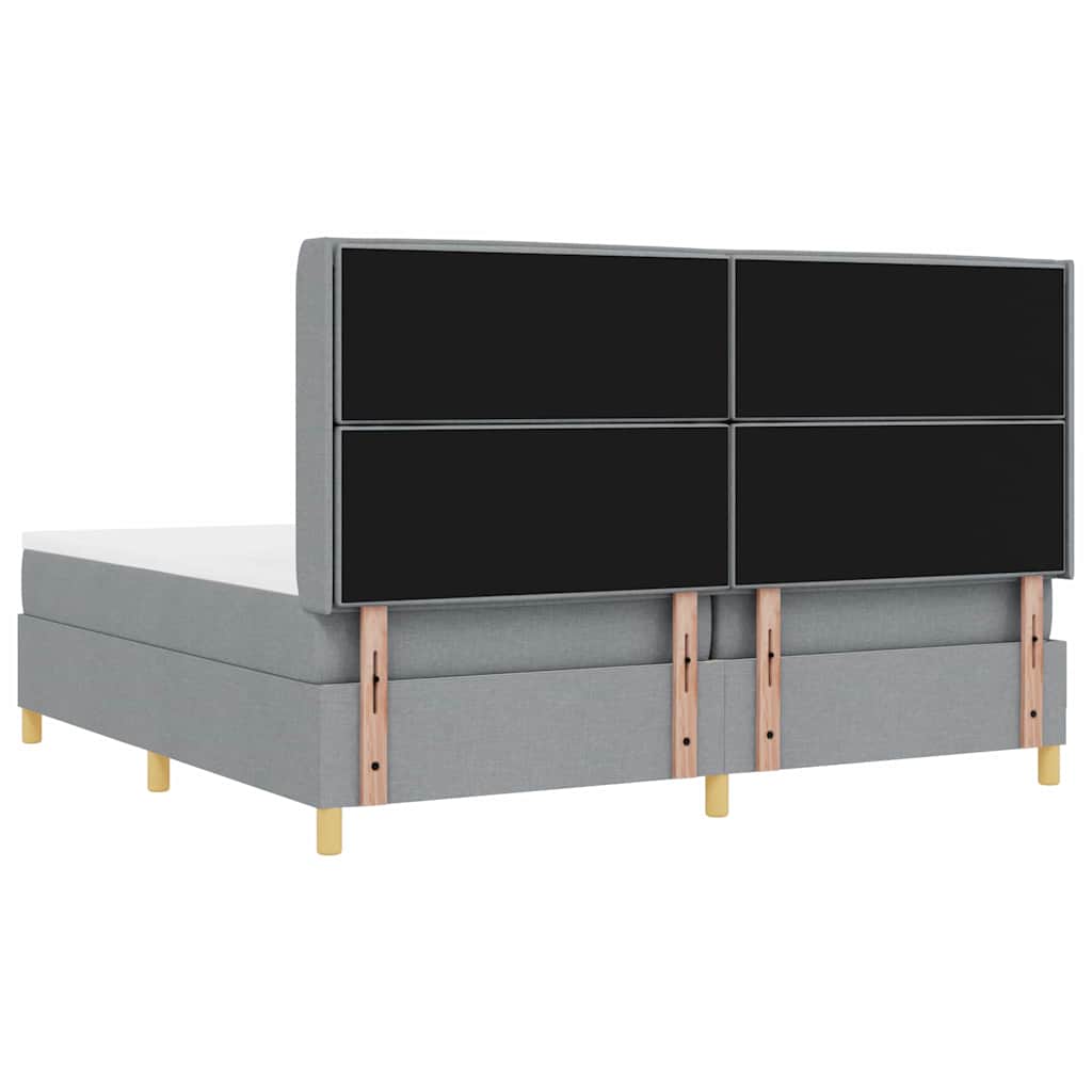 Boxspringbed met hoofdeinde Lichtgrijs 200 x 200 cm Stof is nu te koop bij PeponiXL, paradijselijk wonen!