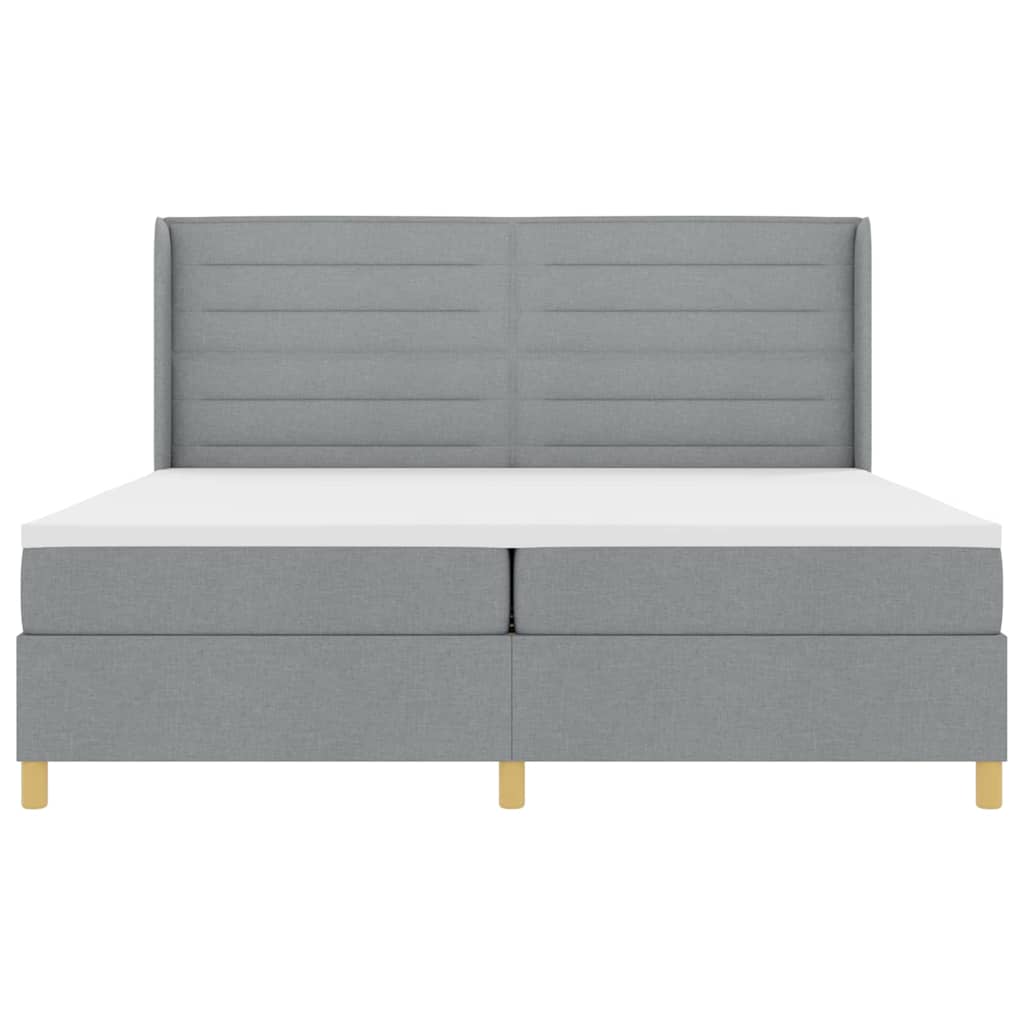 Boxspringbed met hoofdeinde Lichtgrijs 200 x 200 cm Stof is nu te koop bij PeponiXL, paradijselijk wonen!