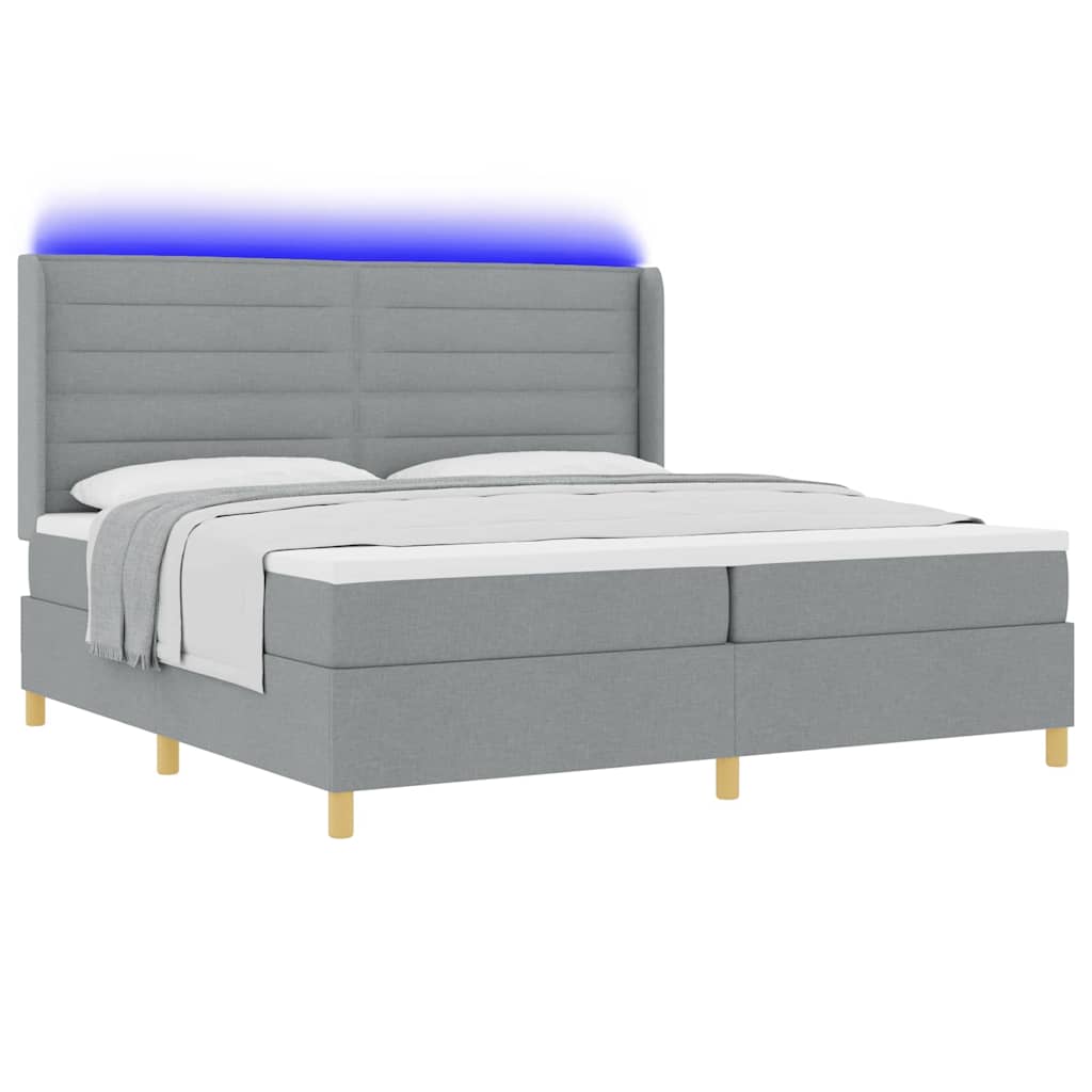Boxspringbed met hoofdeinde Lichtgrijs 200 x 200 cm Stof is nu te koop bij PeponiXL, paradijselijk wonen!