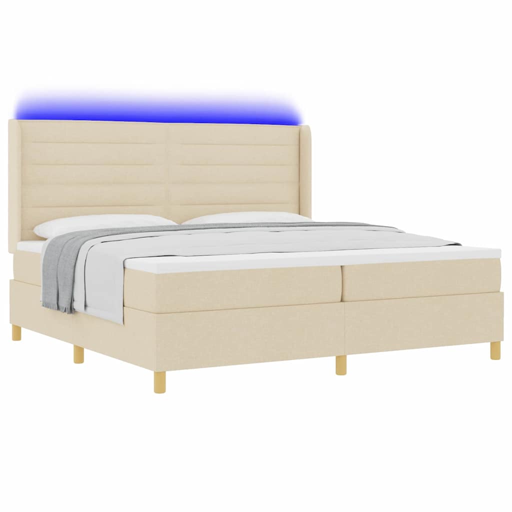 Boxspringbed met matras met LED Crème 140 x 200 cm Stof is nu te koop bij PeponiXL, paradijselijk wonen!