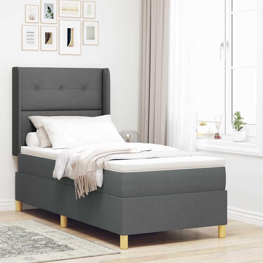Boxspringbed met LED-stripverlichting Grijs 80 x 200 cm Stof is nu te koop bij PeponiXL, paradijselijk wonen!