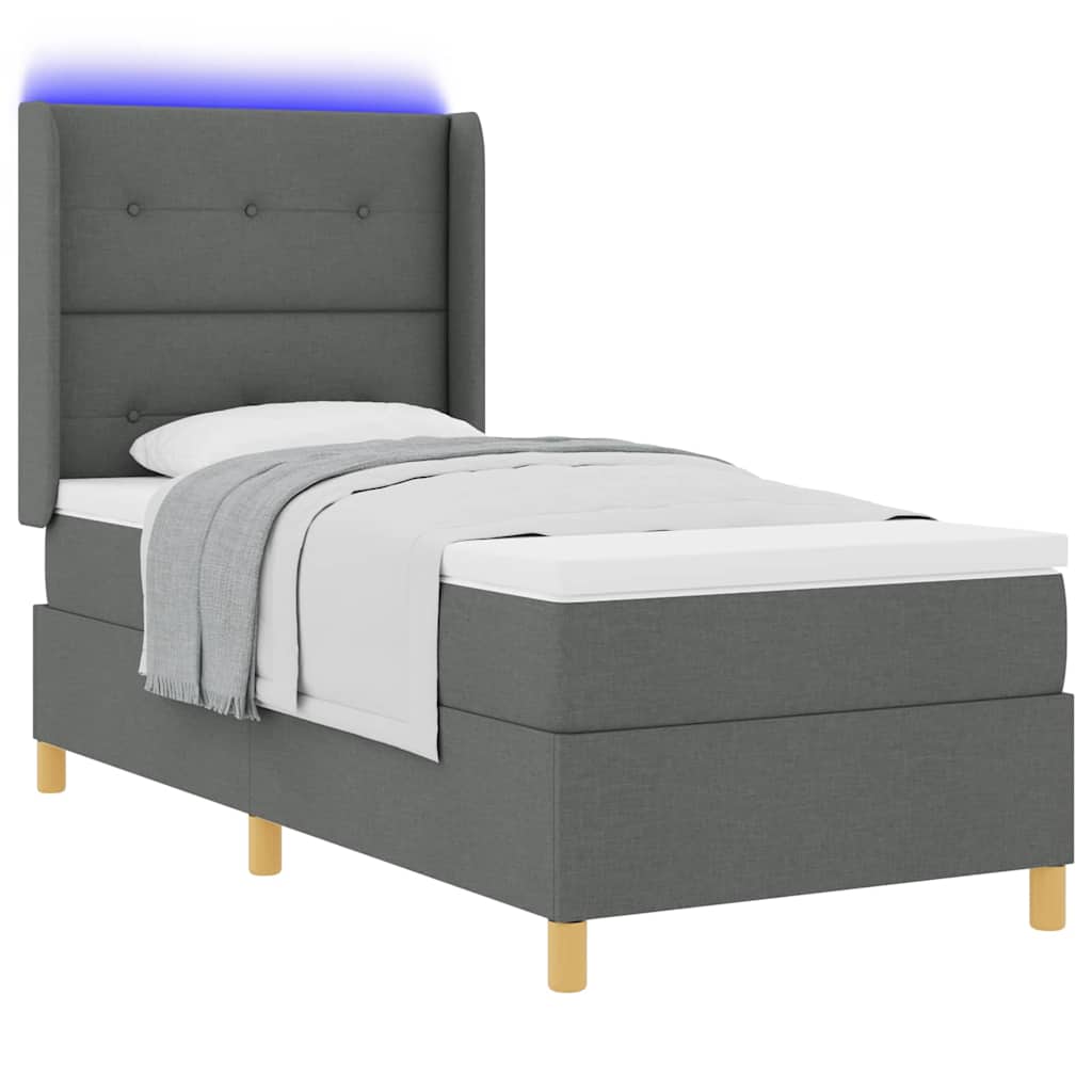 Boxspringbed met LED-stripverlichting Grijs 80 x 200 cm Stof is nu te koop bij PeponiXL, paradijselijk wonen!