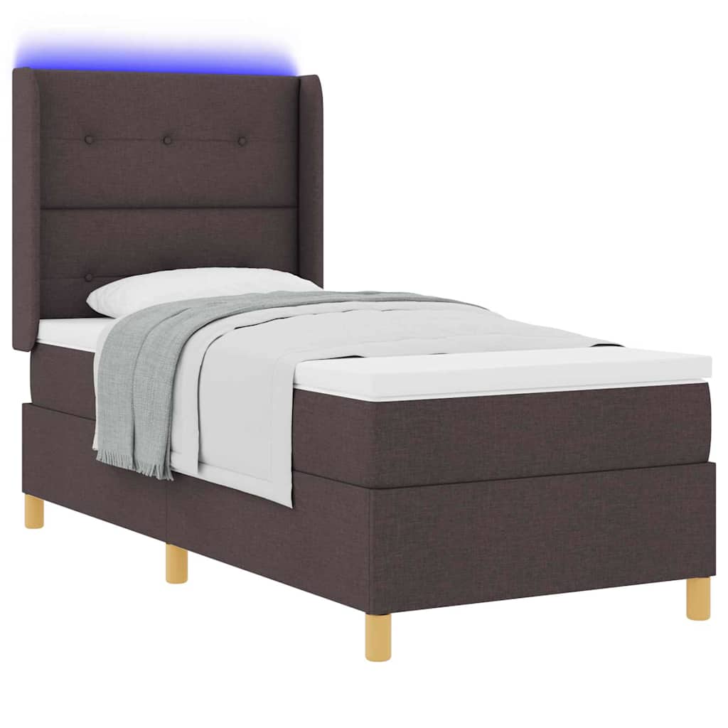 Boxspringbed met LED-stripverlichting Bruin 80 x 200 cm Stof is nu te koop bij PeponiXL, paradijselijk wonen!