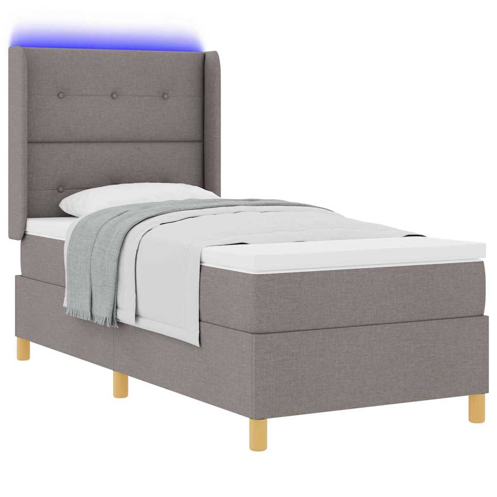 Boxspringbed met LED-stripverlichting Taupe 80 x 200 cm Stof is nu te koop bij PeponiXL, paradijselijk wonen!