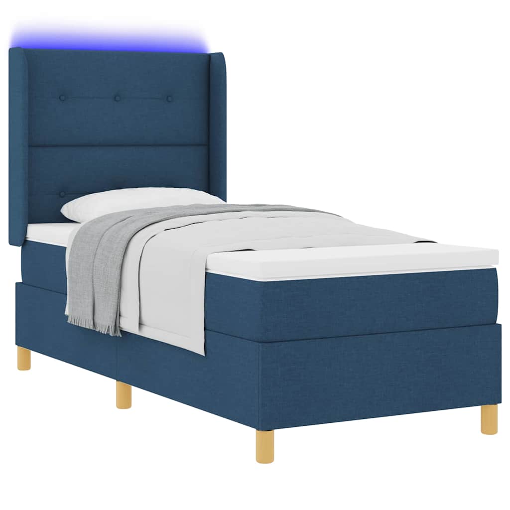 Boxspringbed met LED-stripverlichting Blauw 80 x 200 cm Stof is nu te koop bij PeponiXL, paradijselijk wonen!