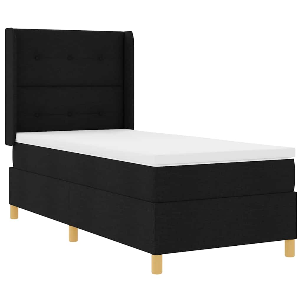 Boxspringbed met LED-stripverlichting Zwart 90 x 190 cm Stof is nu te koop bij PeponiXL, paradijselijk wonen!