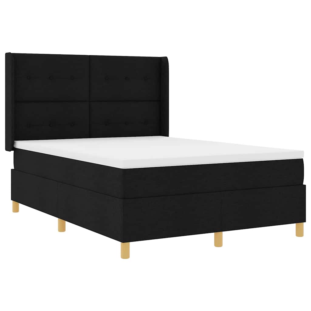 Boxspringbed met LED-stripverlichting Zwart 140 x 190 cm Stof is nu te koop bij PeponiXL, paradijselijk wonen!