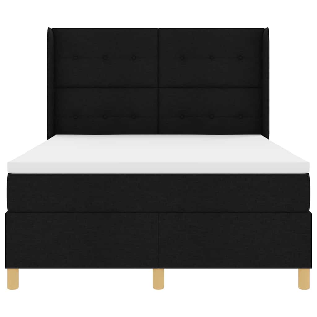 Boxspringbed met LED-stripverlichting Zwart 140 x 190 cm Stof is nu te koop bij PeponiXL, paradijselijk wonen!