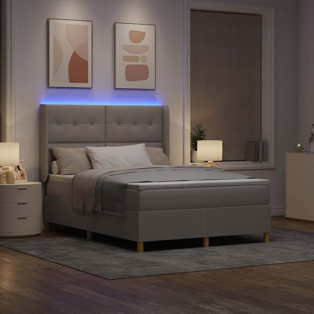 Boxspringbed met LED-stripverlichting Taupe 140 x 190 cm Stof is nu te koop bij PeponiXL, paradijselijk wonen!