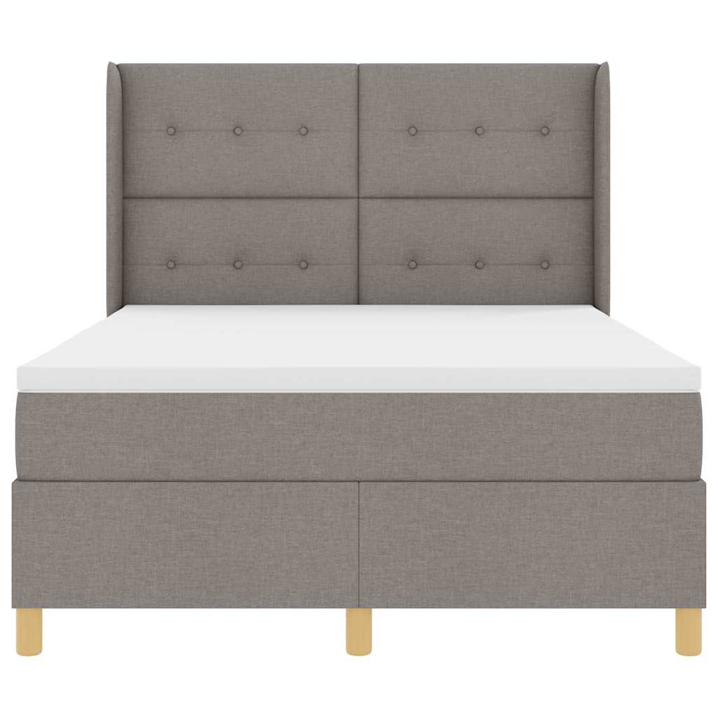 Boxspringbed met LED-stripverlichting Taupe 140 x 190 cm Stof is nu te koop bij PeponiXL, paradijselijk wonen!
