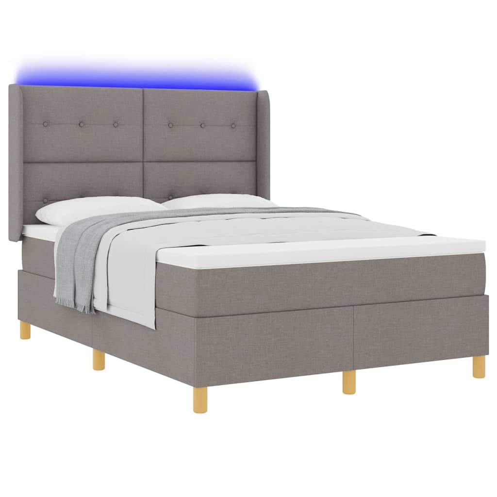 Boxspringbed met LED-stripverlichting Taupe 140 x 190 cm Stof is nu te koop bij PeponiXL, paradijselijk wonen!