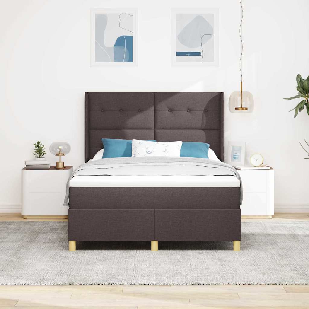 Boxspringbed met LED-stripverlichting Bruin 140 x 200 cm Stof is nu te koop bij PeponiXL, paradijselijk wonen!