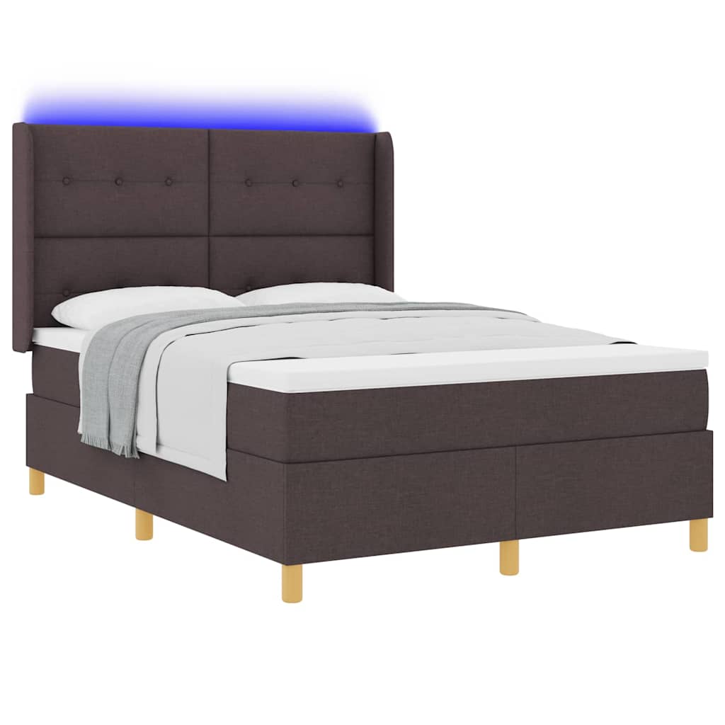Boxspringbed met LED-stripverlichting Bruin 140 x 200 cm Stof is nu te koop bij PeponiXL, paradijselijk wonen!