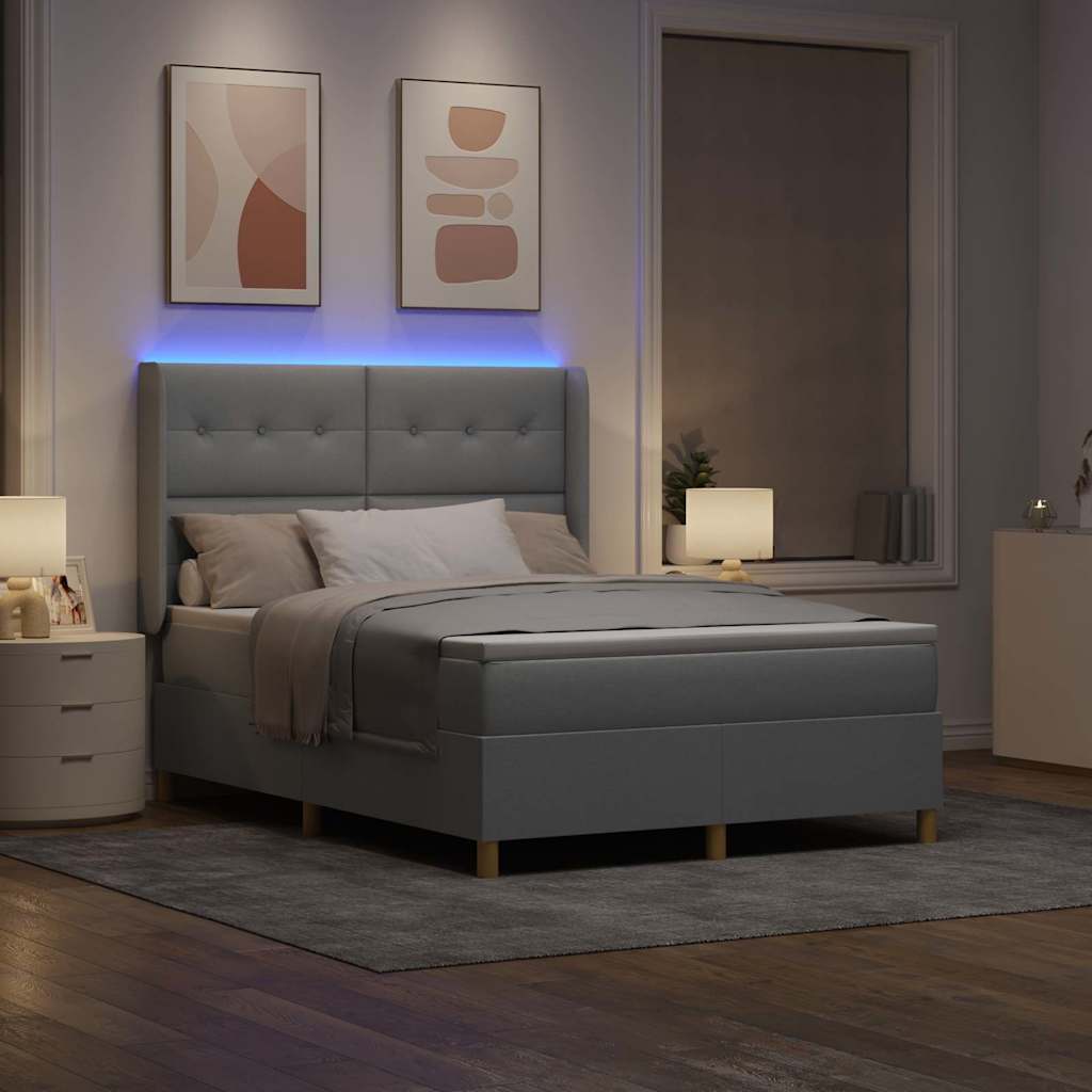 Boxspringbed met hoofdeinde Lichtgrijs 160 x 200 cm Stof is nu te koop bij PeponiXL, paradijselijk wonen!