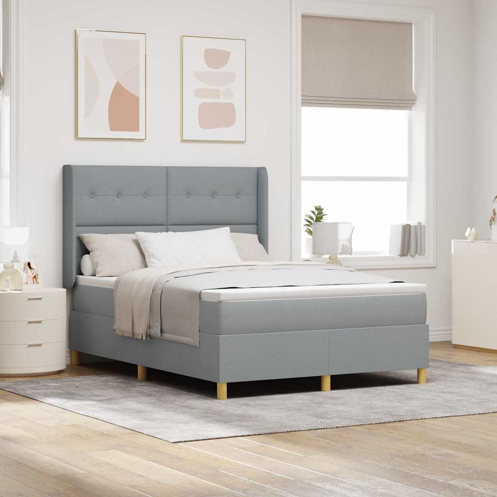 Boxspringbed met hoofdeinde Lichtgrijs 160 x 200 cm Stof is nu te koop bij PeponiXL, paradijselijk wonen!