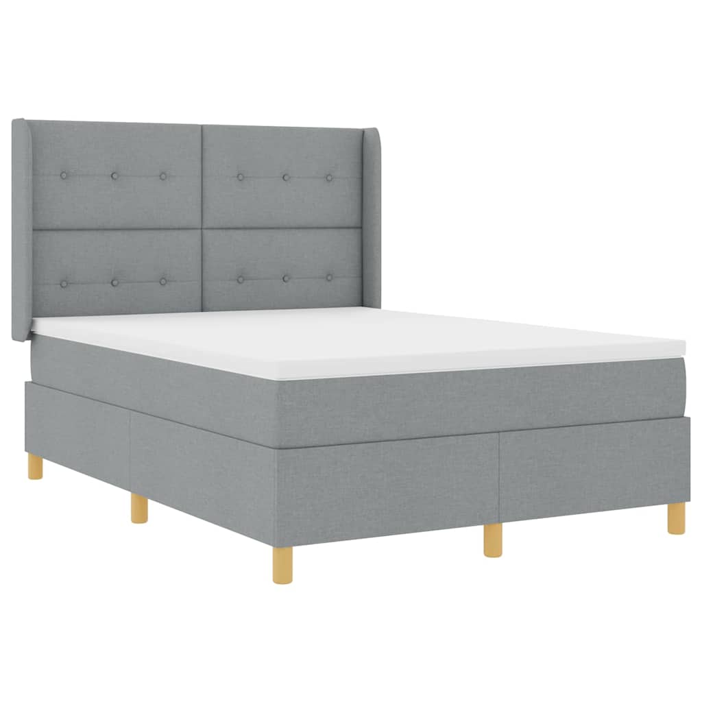 Boxspringbed met hoofdeinde Lichtgrijs 160 x 200 cm Stof is nu te koop bij PeponiXL, paradijselijk wonen!