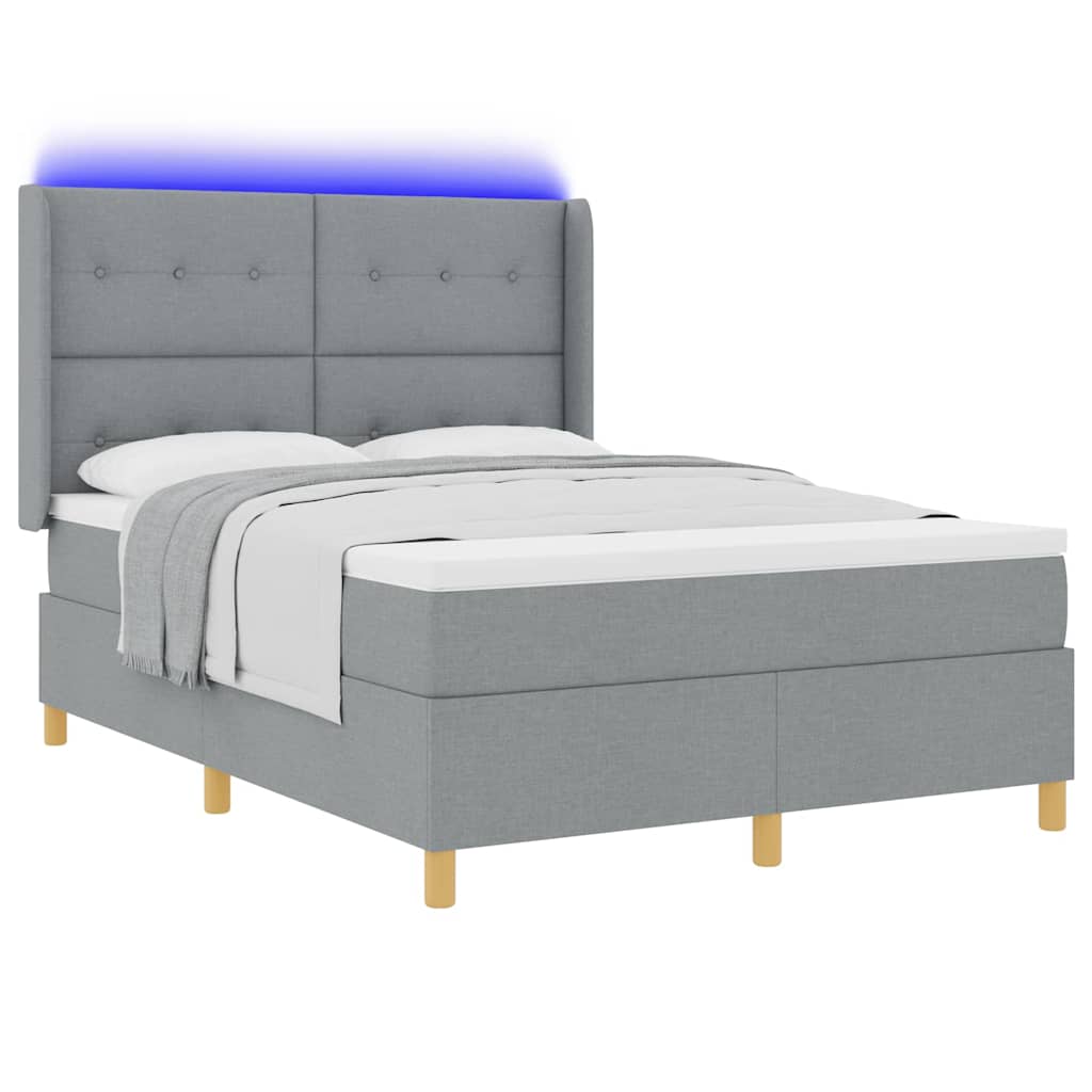 Boxspringbed met hoofdeinde Lichtgrijs 160 x 200 cm Stof is nu te koop bij PeponiXL, paradijselijk wonen!