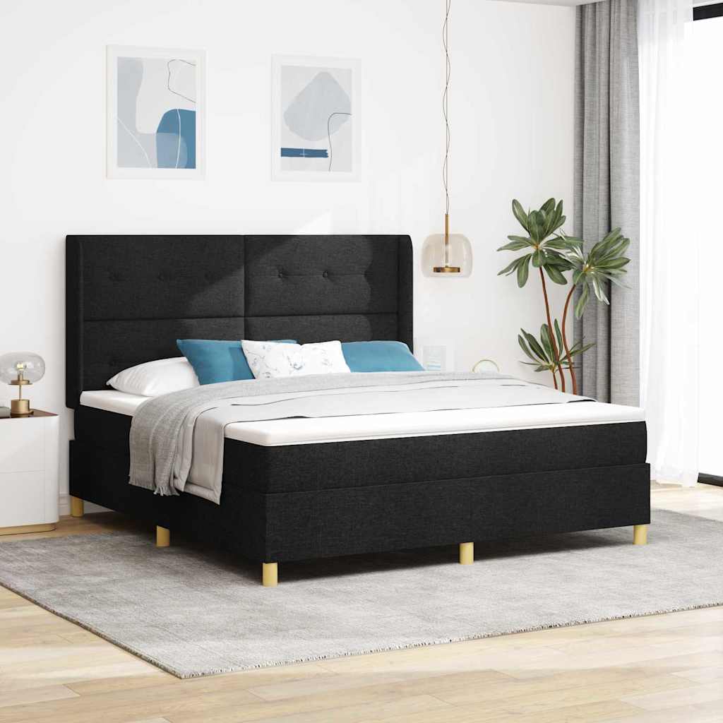 Boxspringbed met LED-stripverlichting Zwart 180 x 200 cm Stof is nu te koop bij PeponiXL, paradijselijk wonen!