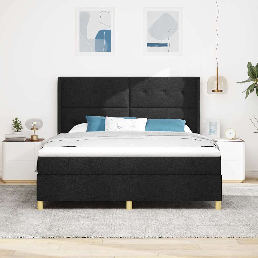 Boxspringbed met LED-stripverlichting Zwart 180 x 200 cm Stof is nu te koop bij PeponiXL, paradijselijk wonen!