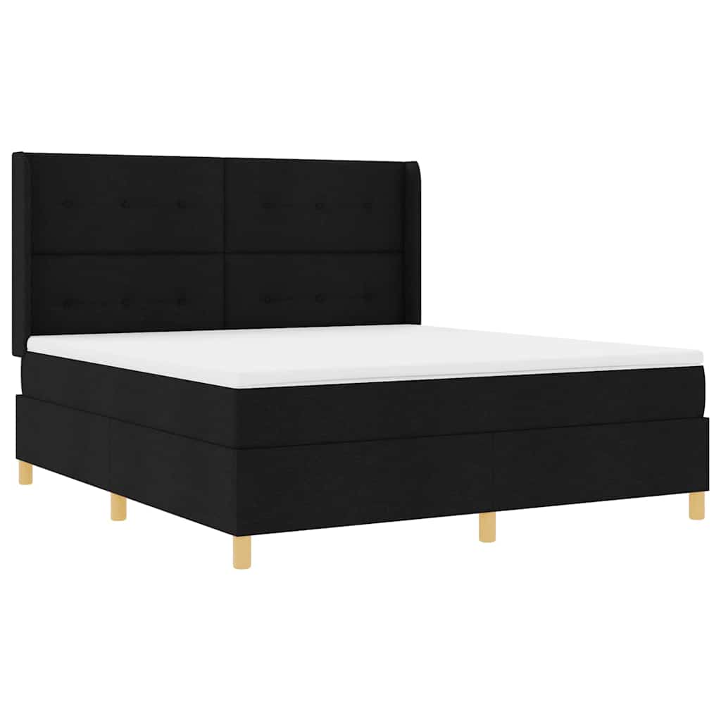 Boxspringbed met LED-stripverlichting Zwart 180 x 200 cm Stof is nu te koop bij PeponiXL, paradijselijk wonen!