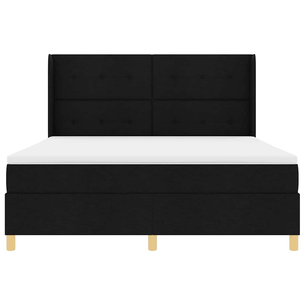 Boxspringbed met LED-stripverlichting Zwart 180 x 200 cm Stof is nu te koop bij PeponiXL, paradijselijk wonen!