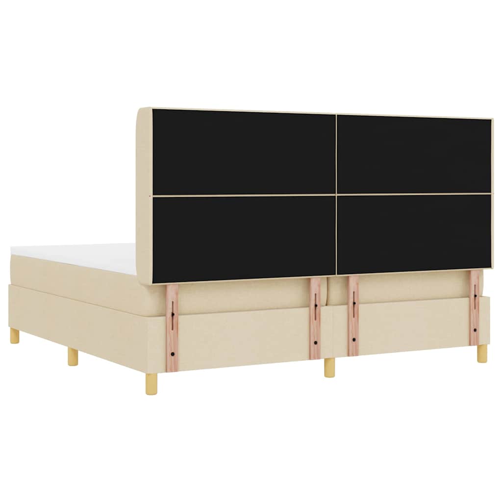 Boxspringbed met LED-stripverlichting Crème 200 x 200 cm Stof is nu te koop bij PeponiXL, paradijselijk wonen!