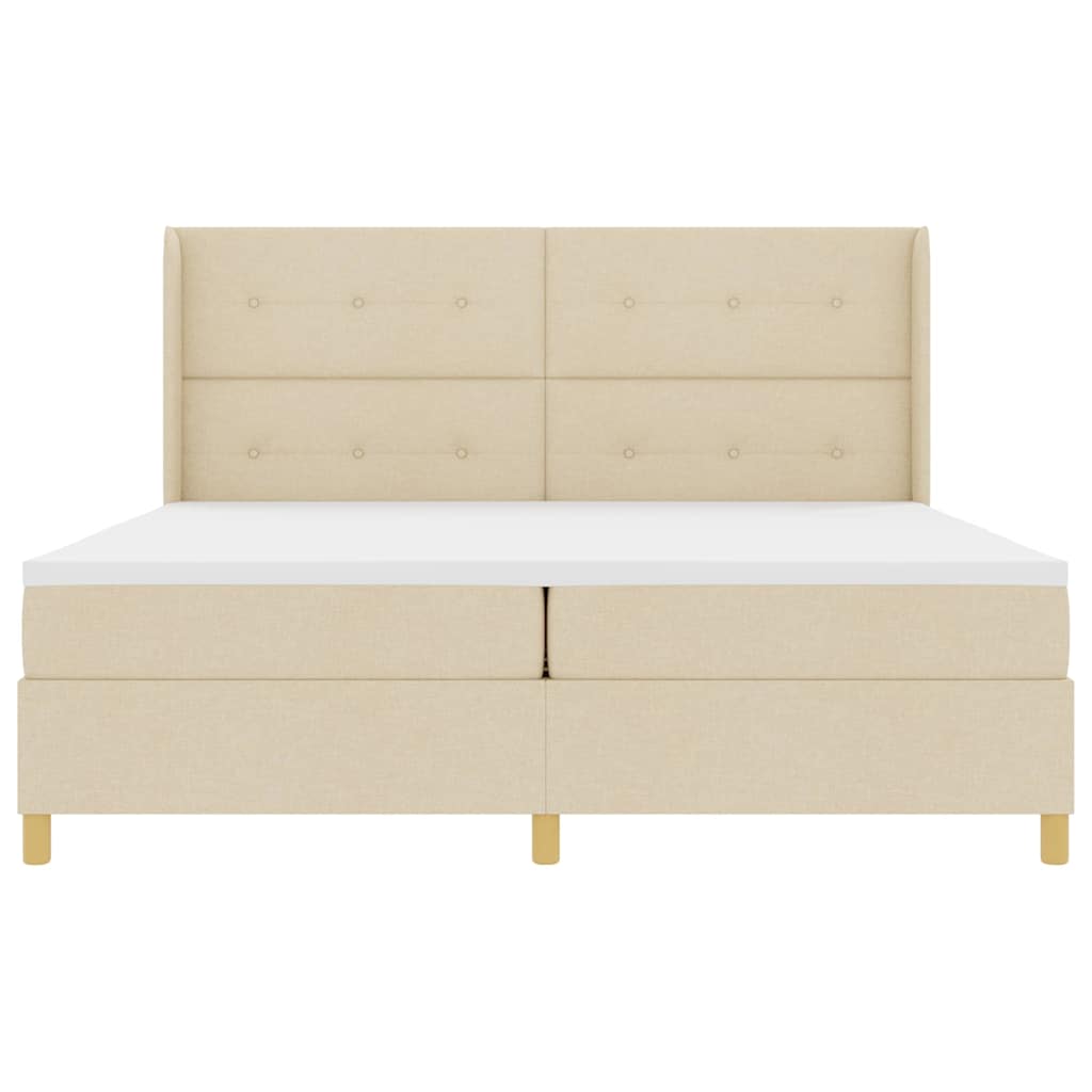 Boxspringbed met LED-stripverlichting Crème 200 x 200 cm Stof is nu te koop bij PeponiXL, paradijselijk wonen!