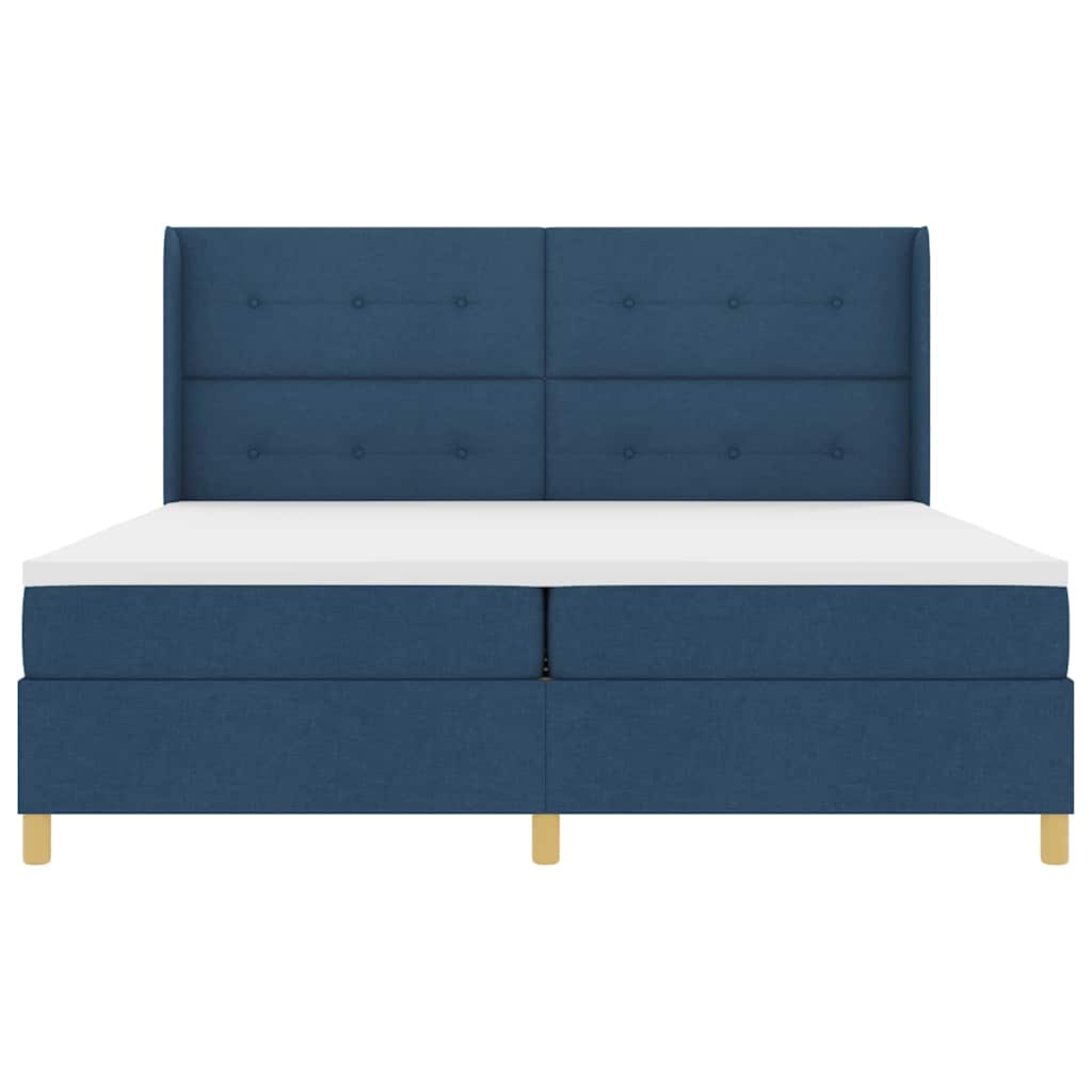Boxspringbed met LED-stripverlichting Blauw 200 x 200 cm Stof is nu te koop bij PeponiXL, paradijselijk wonen!