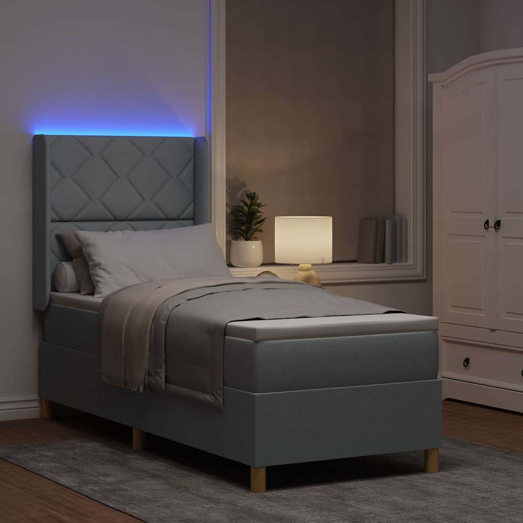 Boxspringbed met hoofdeinde Lichtgrijs 80 x 200 cm Stof is nu te koop bij PeponiXL, paradijselijk wonen!