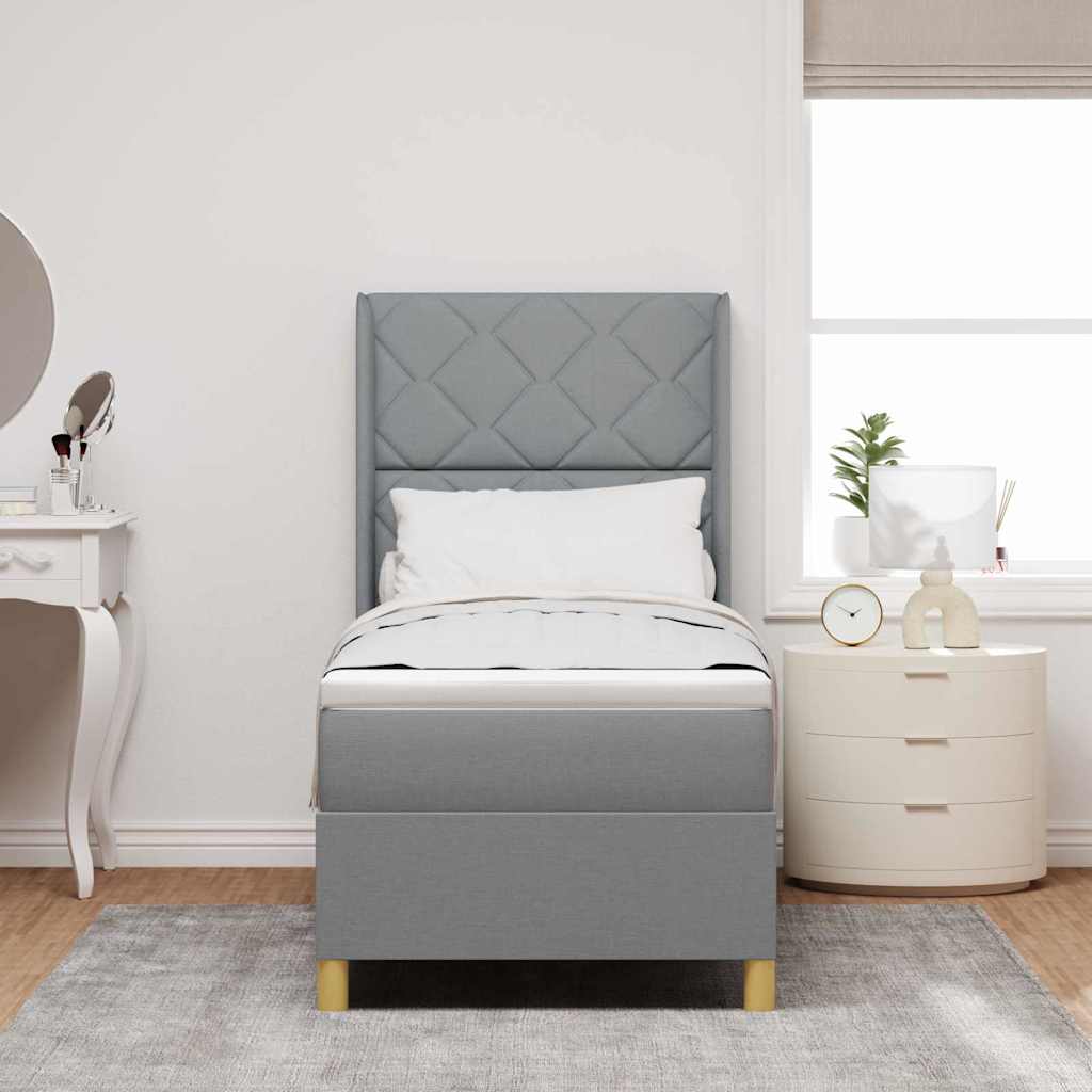 Boxspringbed met hoofdeinde Lichtgrijs 80 x 200 cm Stof is nu te koop bij PeponiXL, paradijselijk wonen!