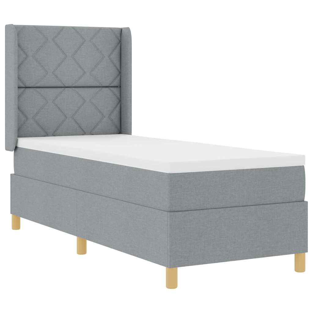 Boxspringbed met hoofdeinde Lichtgrijs 80 x 200 cm Stof is nu te koop bij PeponiXL, paradijselijk wonen!