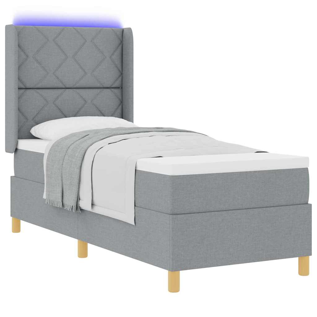 Boxspringbed met hoofdeinde Lichtgrijs 80 x 200 cm Stof is nu te koop bij PeponiXL, paradijselijk wonen!