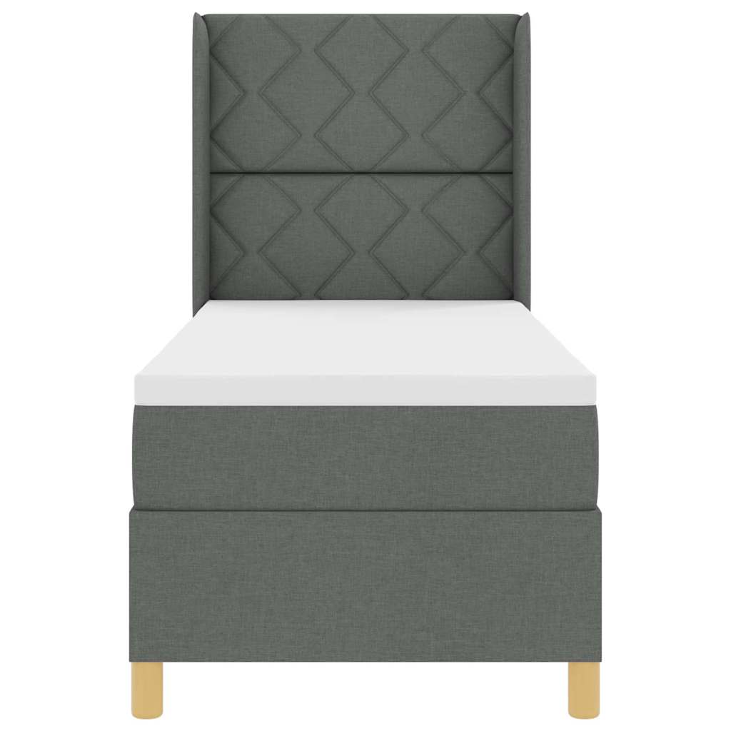 Boxspringbed met matras met hoofdeinde Grijs 140 x 200 cm Stof is nu te koop bij PeponiXL, paradijselijk wonen!