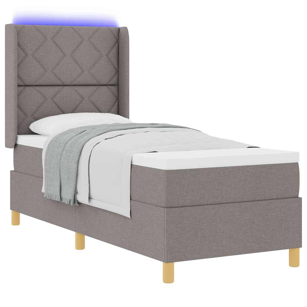 Boxspringbed met LED-stripverlichting Taupe 80 x 200 cm Stof is nu te koop bij PeponiXL, paradijselijk wonen!