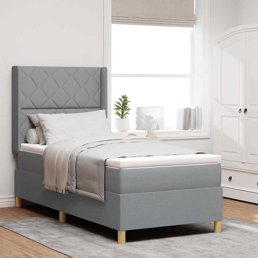 Boxspringbed met hoofdeinde Lichtgrijs 100 x 200 cm Stof is nu te koop bij PeponiXL, paradijselijk wonen!