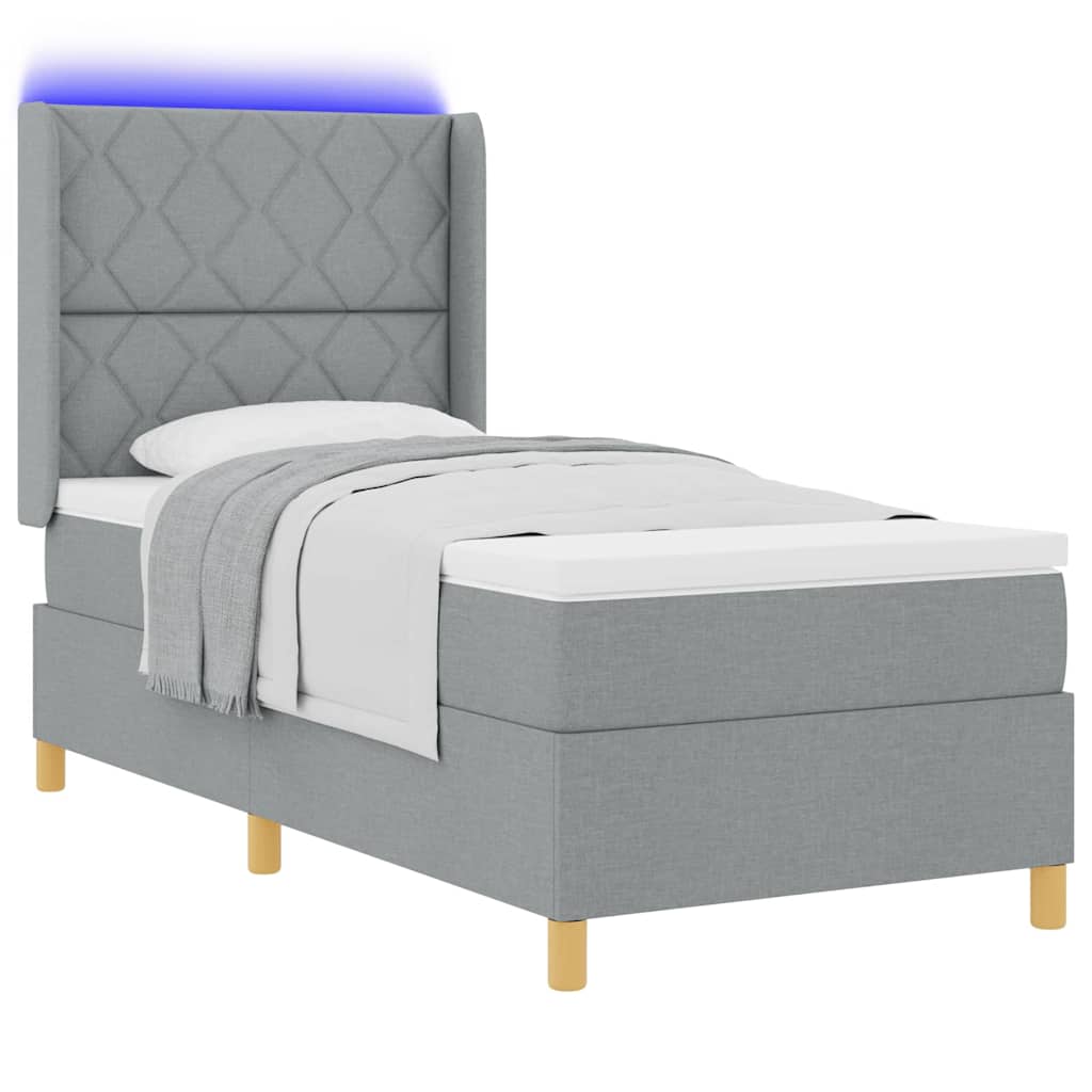 Boxspringbed met hoofdeinde Lichtgrijs 100 x 200 cm Stof is nu te koop bij PeponiXL, paradijselijk wonen!