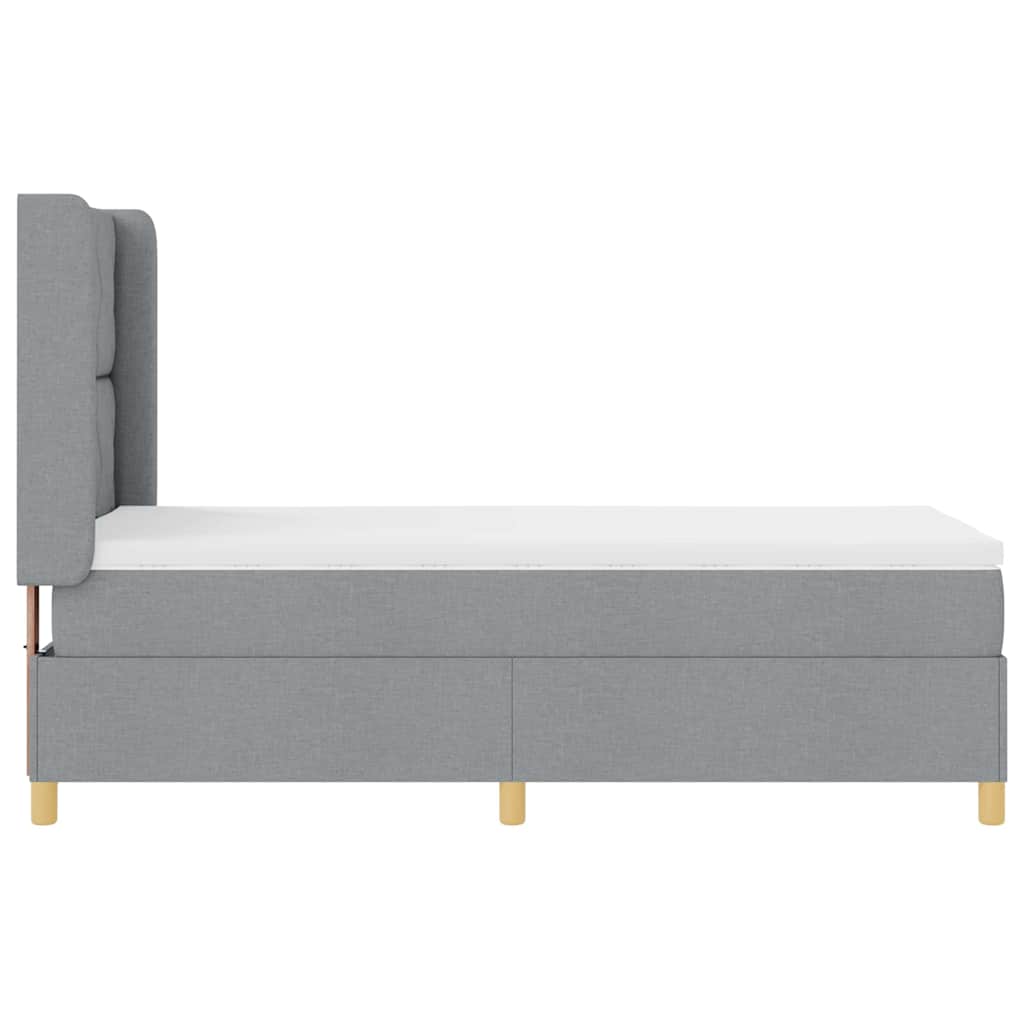 Boxspringbed met hoofdeinde Lichtgrijs 100 x 200 cm Stof is nu te koop bij PeponiXL, paradijselijk wonen!